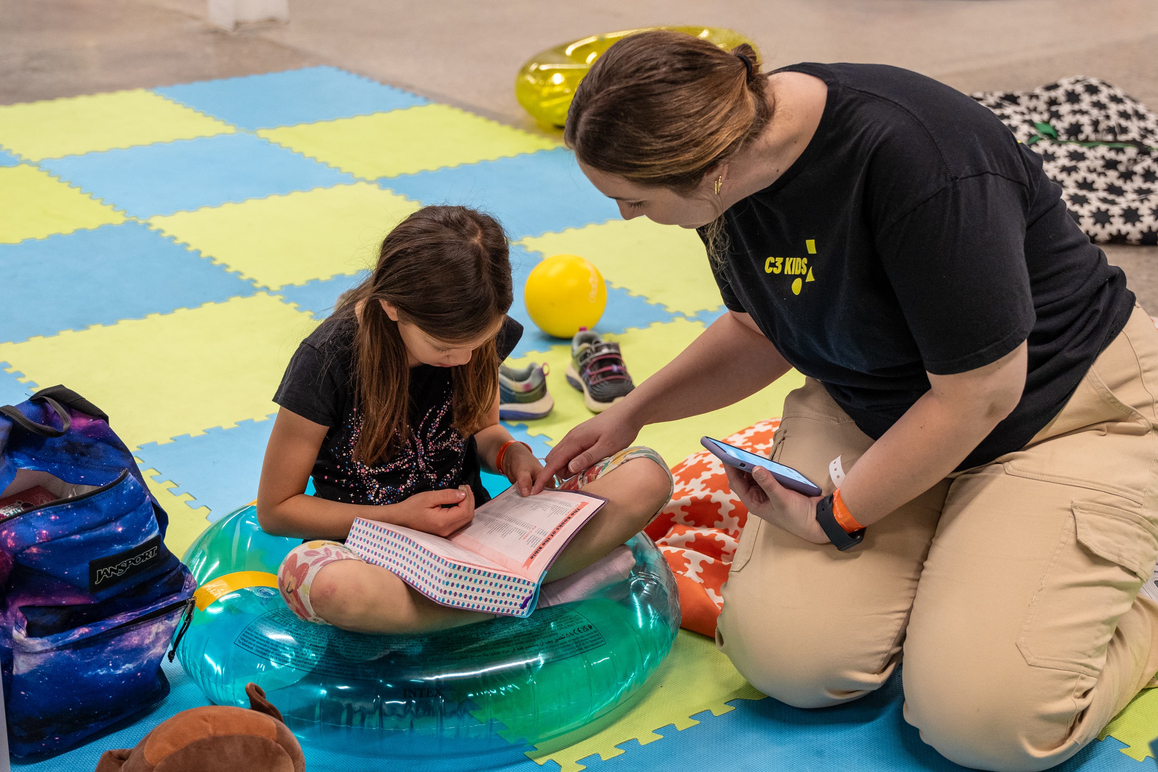 Kids learning and studying the Bible together